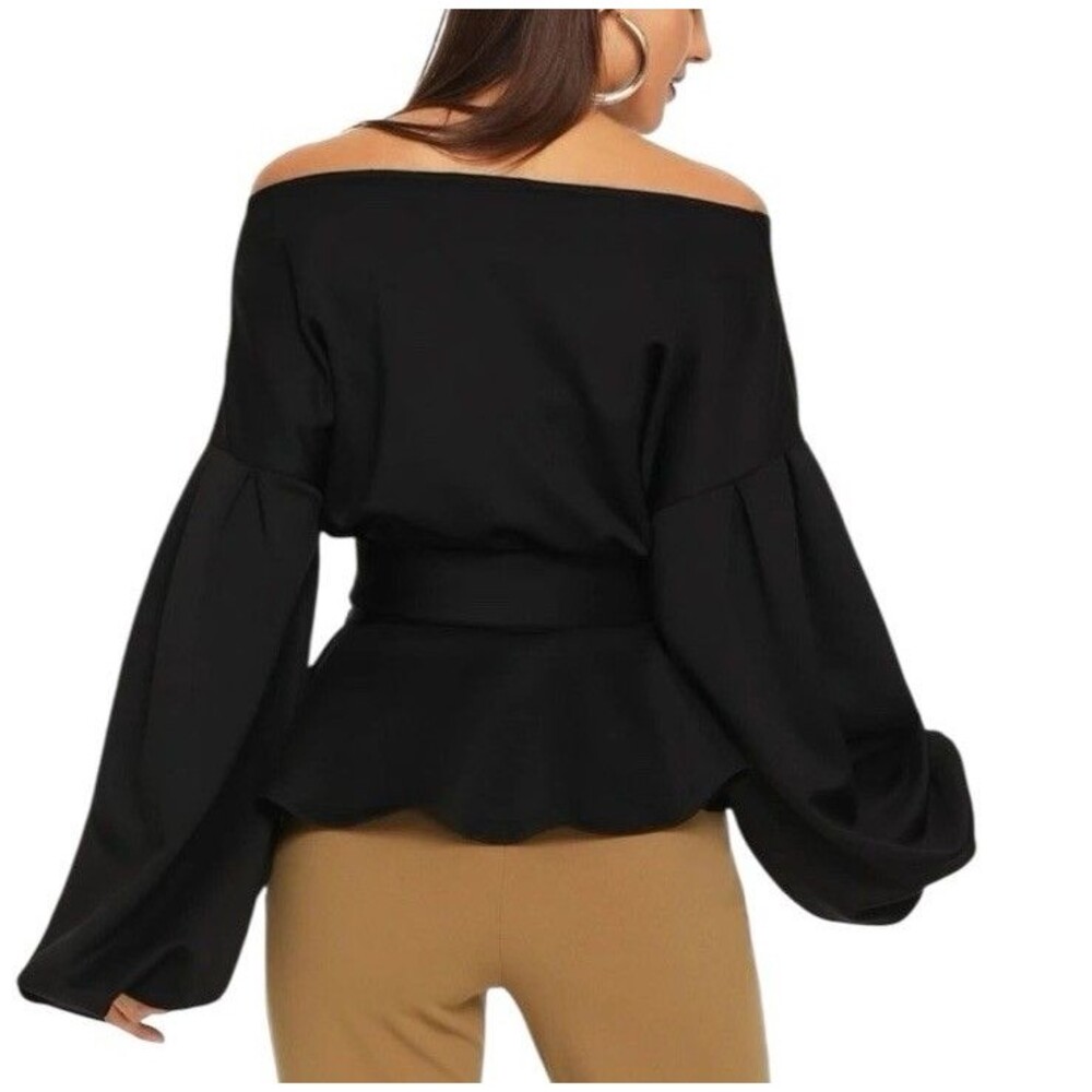 Elegant Black Off-Shoulder Blouse - Picture 11 of 14